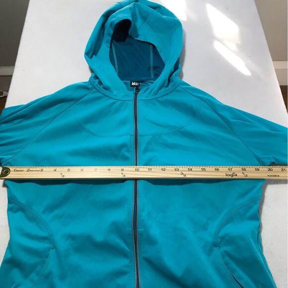REI lightweight wicking blue M womens hoodie zippered jacket athleisure running - Picture 4 of 8